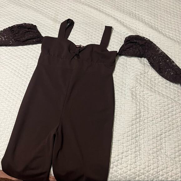 Boohoo Plus PUFF SLEEVE LACE JUMPSUIT Size 14 - Picture 5 of 6